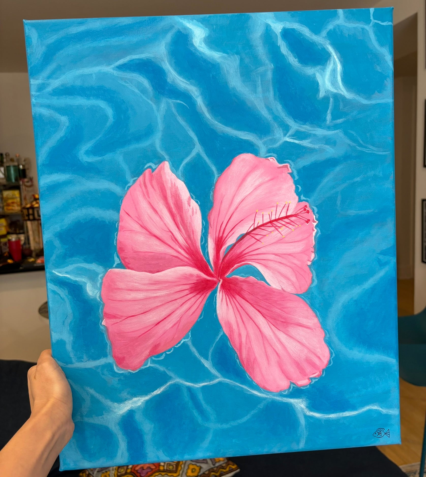 Floating Hibiscus, 16x20 Original