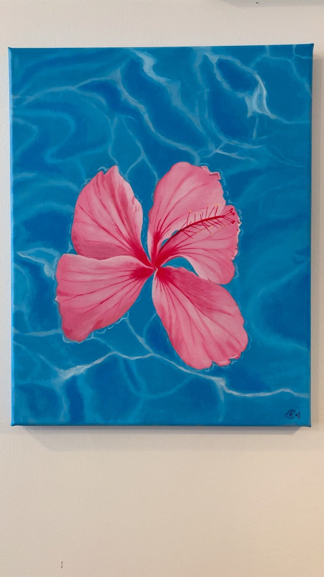 Floating Hibiscus, 16x20 Original