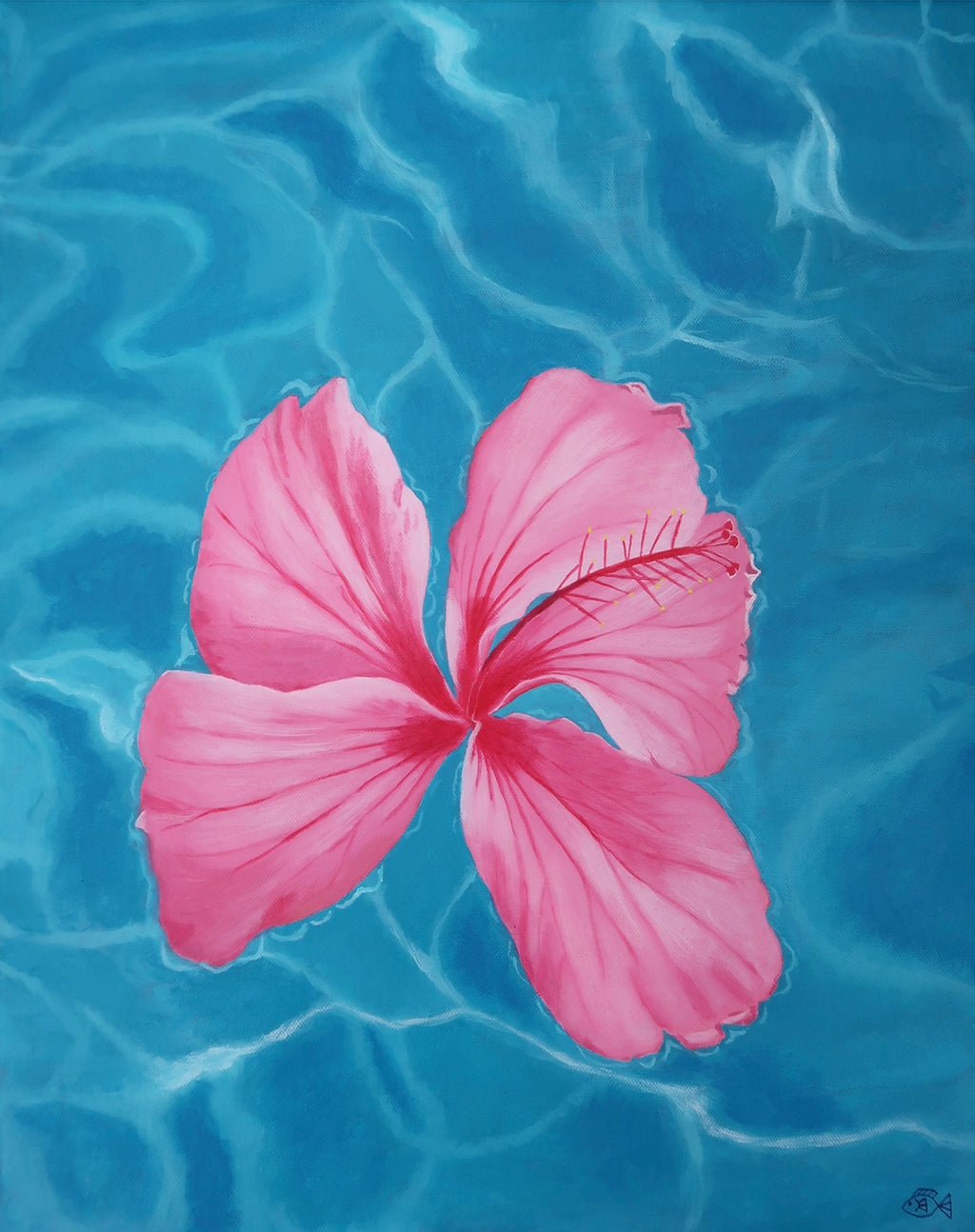 Floating Hibiscus, 16x20 Original